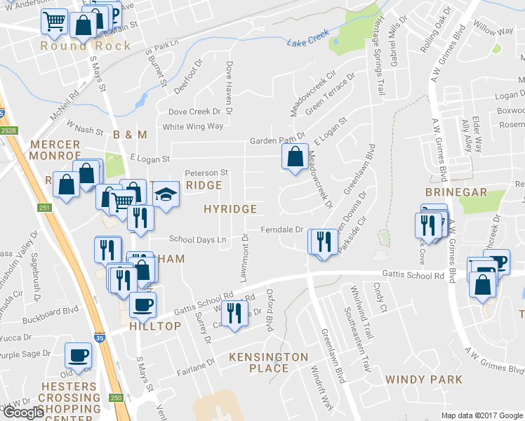 map of restaurants, bars, coffee shops, grocery stores, and more near 902 Fairway Green Cove in Round Rock