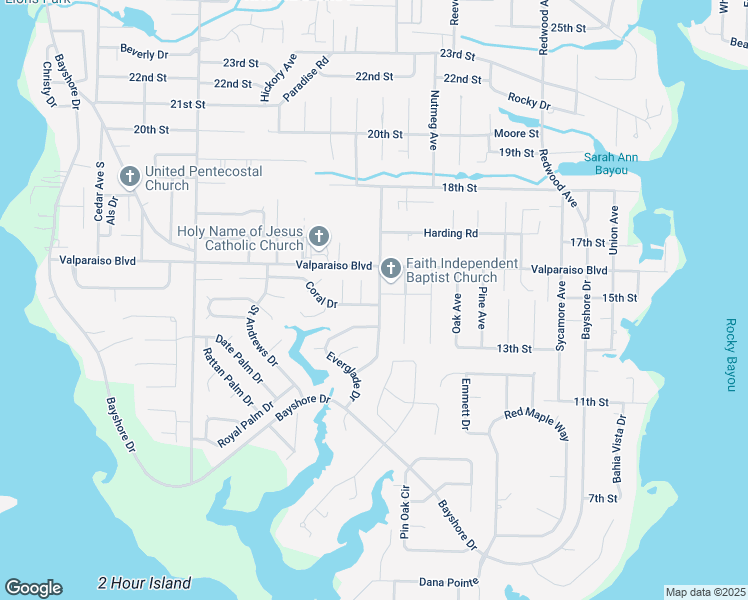 map of restaurants, bars, coffee shops, grocery stores, and more near 1133 Coral Drive in Niceville