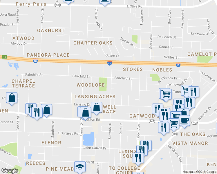 map of restaurants, bars, coffee shops, grocery stores, and more near 7179 Schwab Dr in Pensacola