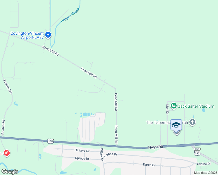 map of restaurants, bars, coffee shops, grocery stores, and more near 73175 Penn Mill Road in Covington