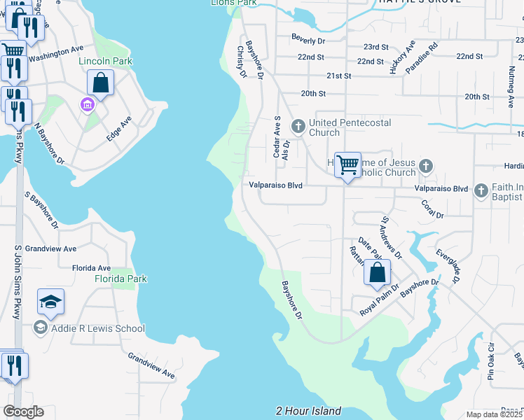 map of restaurants, bars, coffee shops, grocery stores, and more near 804 Magnolia Shores Drive in Niceville
