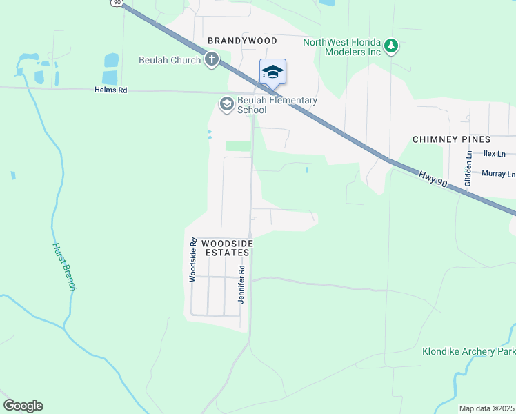 map of restaurants, bars, coffee shops, grocery stores, and more near 7324 Woodside Road in Pensacola