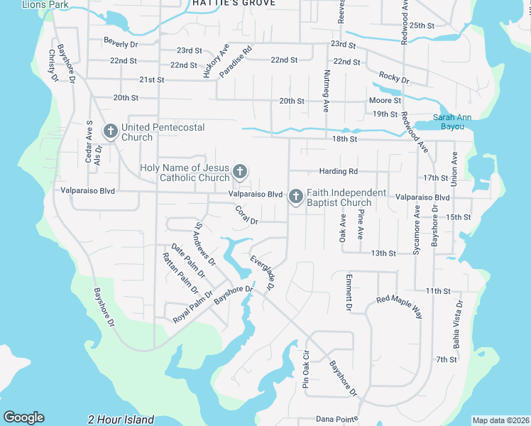 map of restaurants, bars, coffee shops, grocery stores, and more near 801 Surf Lane in Niceville