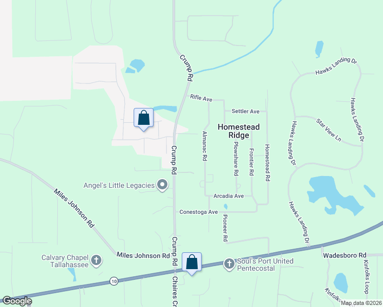 map of restaurants, bars, coffee shops, grocery stores, and more near 3507 Crump Road in Tallahassee