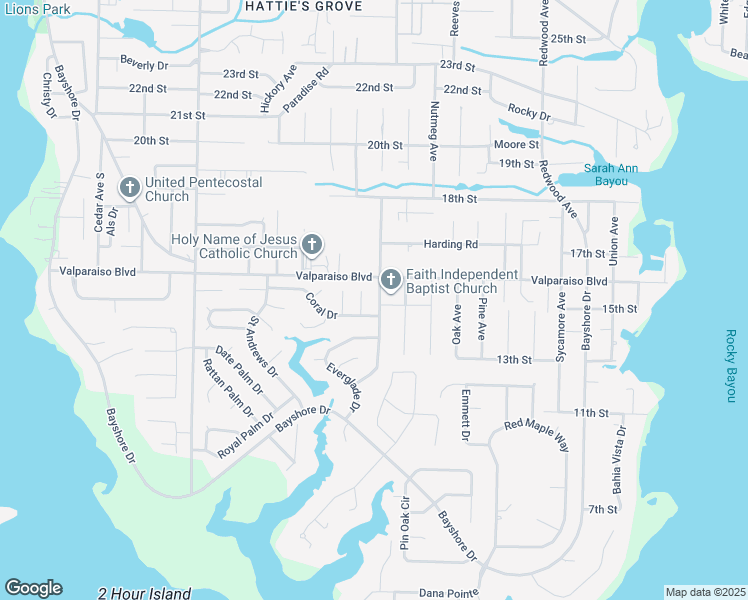map of restaurants, bars, coffee shops, grocery stores, and more near 907 Linden Avenue in Niceville