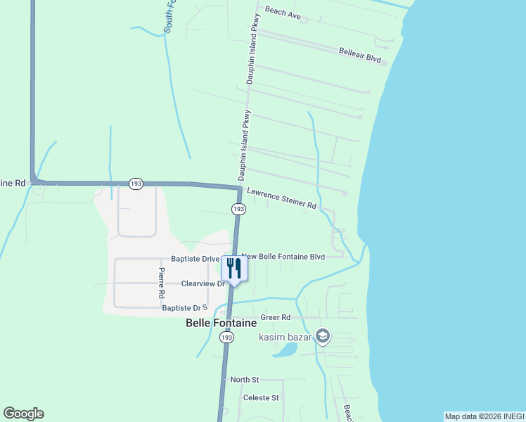 map of restaurants, bars, coffee shops, grocery stores, and more near 4255 Lawrence Steiner Road in Theodore