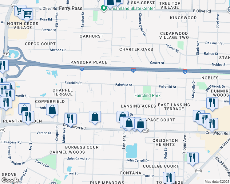 map of restaurants, bars, coffee shops, grocery stores, and more near 7119 Calumet Court in Pensacola