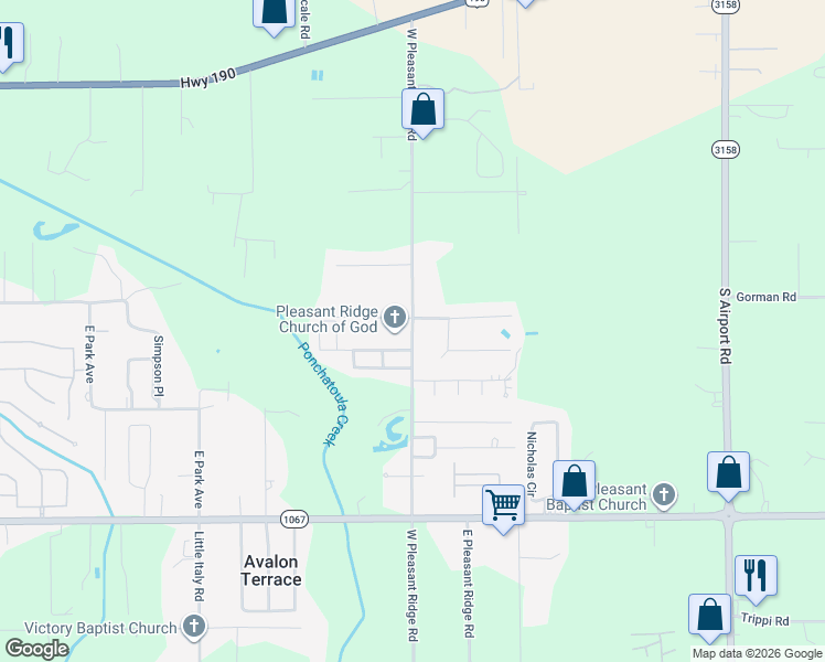 map of restaurants, bars, coffee shops, grocery stores, and more near 43073 Pleasant Ridge Road in Hammond