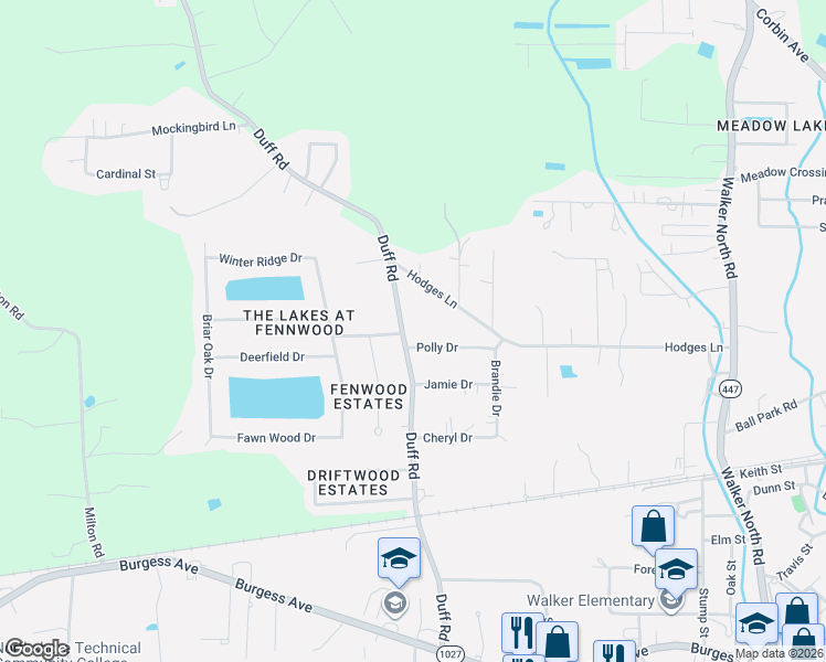 map of restaurants, bars, coffee shops, grocery stores, and more near 32868 Duff Road in Walker