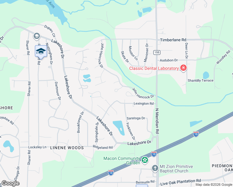 map of restaurants, bars, coffee shops, grocery stores, and more near 204 Lexington Road in Tallahassee