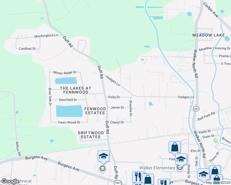 map of restaurants, bars, coffee shops, grocery stores, and more near 12780 Polly Drive in Walker