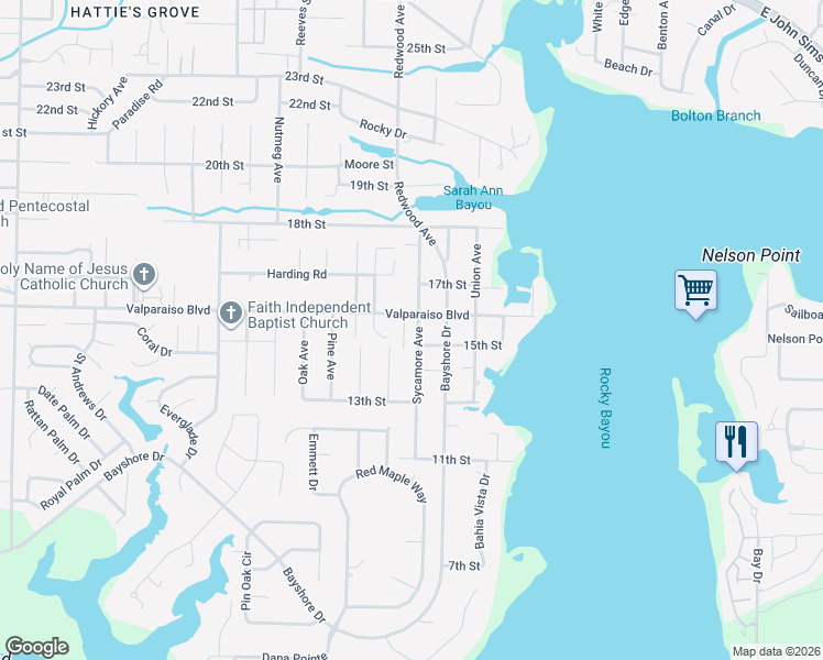 map of restaurants, bars, coffee shops, grocery stores, and more near 1687 Glenwood Court in Niceville