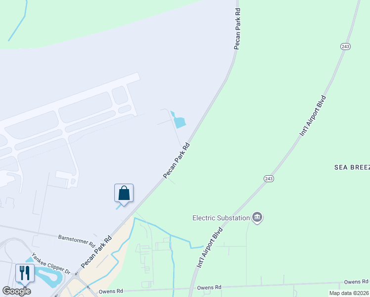 map of restaurants, bars, coffee shops, grocery stores, and more near Pecan Park Road in Jacksonville