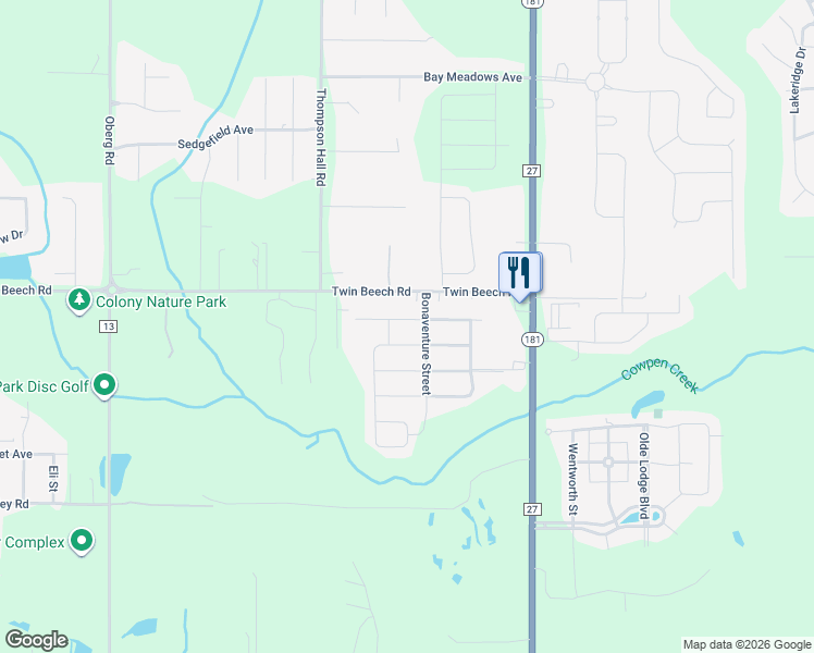 map of restaurants, bars, coffee shops, grocery stores, and more near 9660 Twin Beech Road in Fairhope