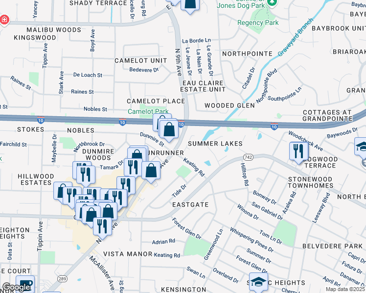 map of restaurants, bars, coffee shops, grocery stores, and more near 7210 Keating Terrace in Pensacola