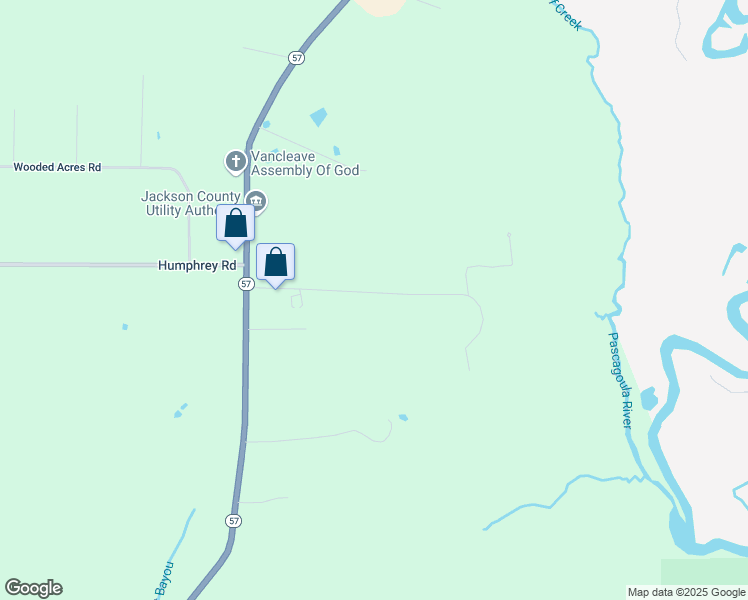 map of restaurants, bars, coffee shops, grocery stores, and more near C L Dees Drive Central in Vancleave