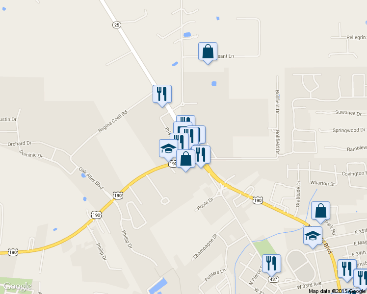 map of restaurants, bars, coffee shops, grocery stores, and more near 73015 Highway 25 in Covington
