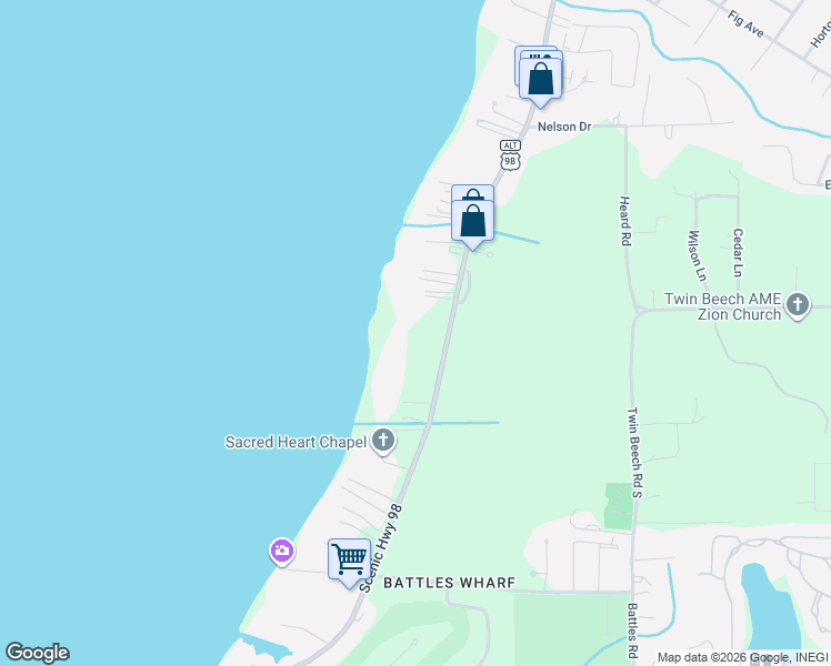 map of restaurants, bars, coffee shops, grocery stores, and more near 18923 Scenic Highway 98 in Fairhope