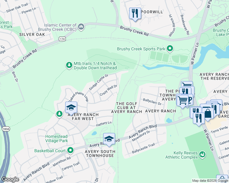 map of restaurants, bars, coffee shops, grocery stores, and more near 14813 La Llorona Lane in Austin