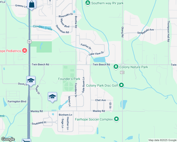 map of restaurants, bars, coffee shops, grocery stores, and more near 843 Summer Lake Street in Fairhope