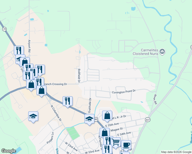 map of restaurants, bars, coffee shops, grocery stores, and more near 250 Cottage Green Lane in Covington