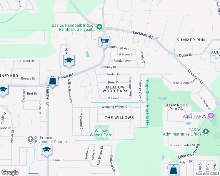 map of restaurants, bars, coffee shops, grocery stores, and more near 9157 Gary Drive in Denham Springs