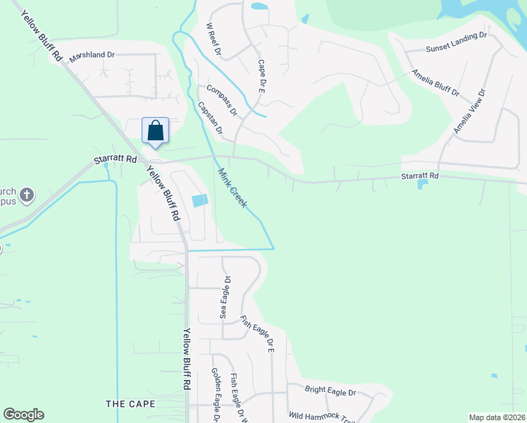 map of restaurants, bars, coffee shops, grocery stores, and more near 2958 Starratt Road in Jacksonville
