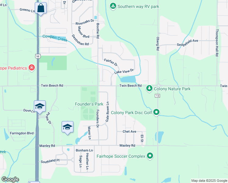 map of restaurants, bars, coffee shops, grocery stores, and more near 843 Summer Lake Street in Fairhope