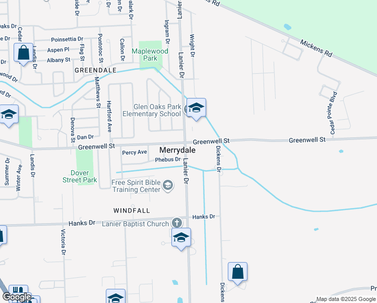map of restaurants, bars, coffee shops, grocery stores, and more near 5540 Lanier Drive in Baton Rouge
