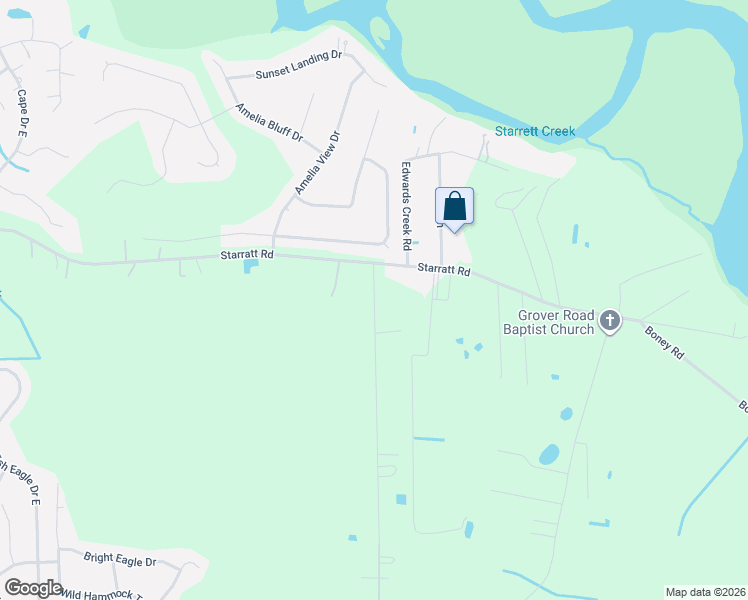 map of restaurants, bars, coffee shops, grocery stores, and more near 14470 Denton Road in Jacksonville