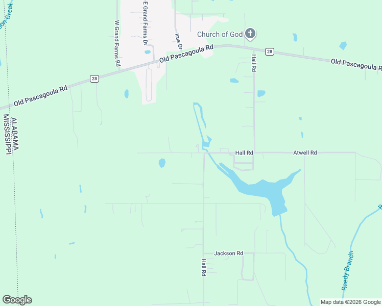 map of restaurants, bars, coffee shops, grocery stores, and more near McDonald Hall Lane in Mobile County