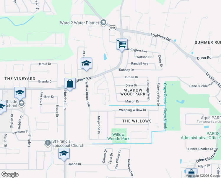 map of restaurants, bars, coffee shops, grocery stores, and more near 30913 Meadow Wood Boulevard in Denham Springs