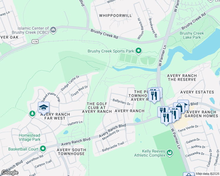 map of restaurants, bars, coffee shops, grocery stores, and more near 11005 Quarry Oaks Trail in Austin