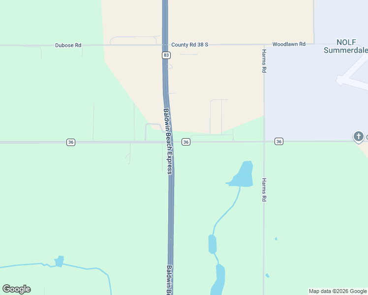 map of restaurants, bars, coffee shops, grocery stores, and more near 21076 County Road 36 in Summerdale