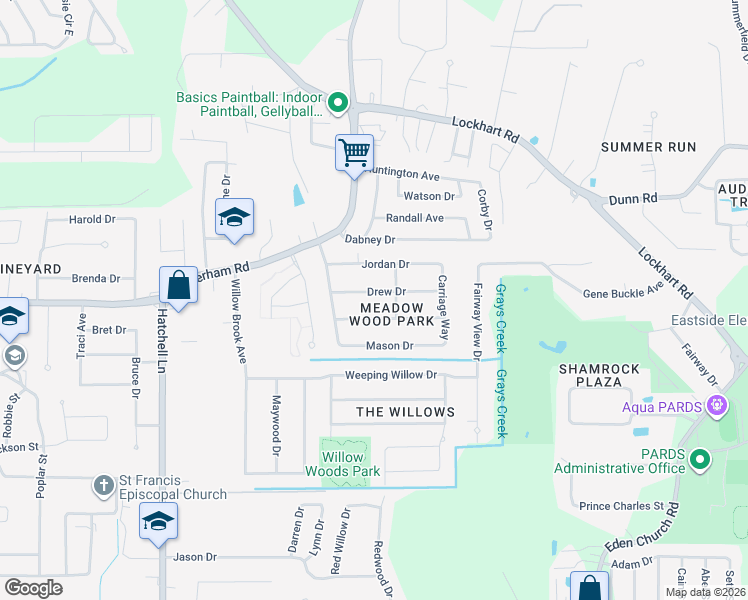 map of restaurants, bars, coffee shops, grocery stores, and more near 9157 Gary Drive in Denham Springs