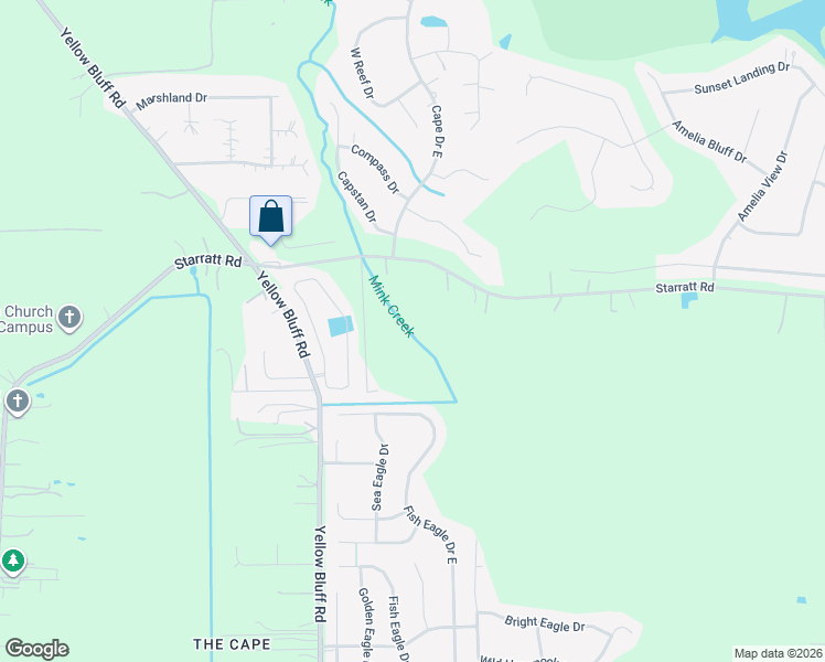 map of restaurants, bars, coffee shops, grocery stores, and more near 2958 Starratt Road in Jacksonville