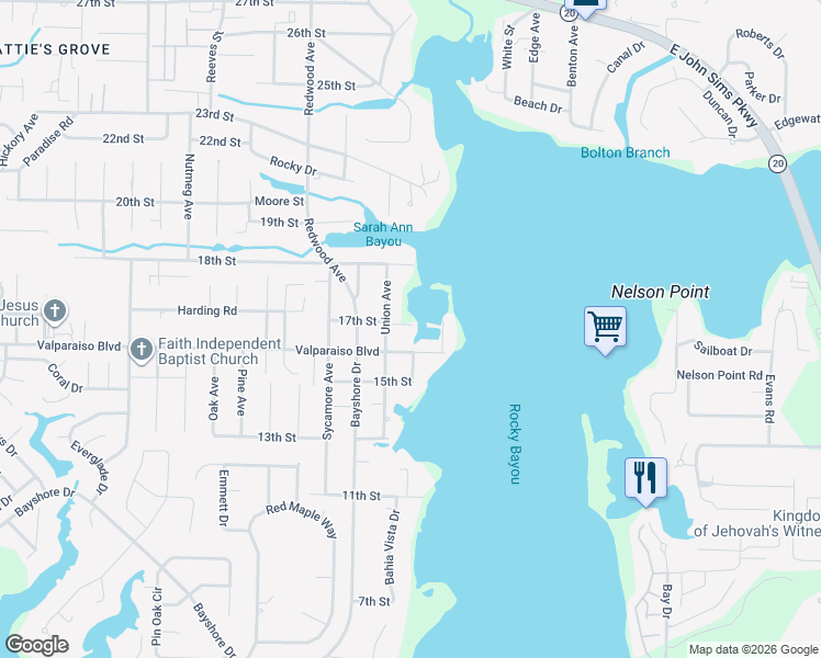 map of restaurants, bars, coffee shops, grocery stores, and more near 1820 17th Street in Niceville