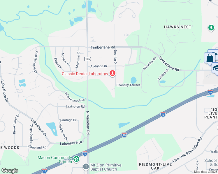 map of restaurants, bars, coffee shops, grocery stores, and more near 3388 Deer Lane Drive in Tallahassee
