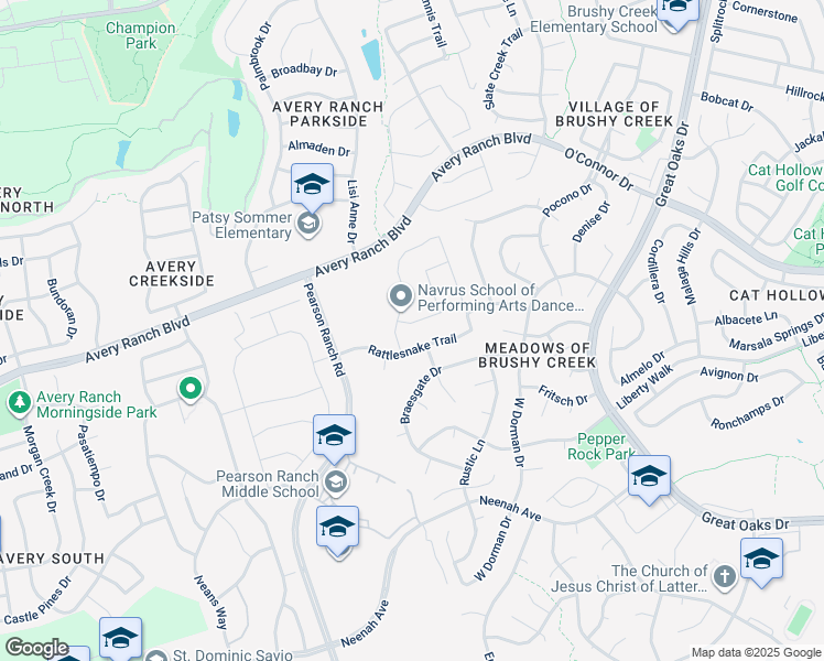 map of restaurants, bars, coffee shops, grocery stores, and more near 9105 Rattlesnake Trail in Austin
