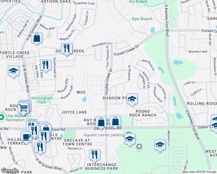 map of restaurants, bars, coffee shops, grocery stores, and more near 1457 Clary Sage Loop in Round Rock