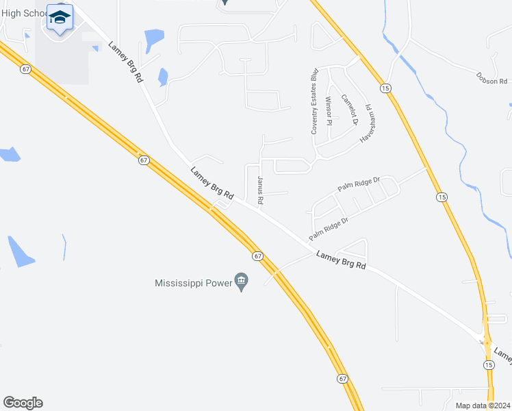 map of restaurants, bars, coffee shops, grocery stores, and more near 15055 Janus Road in Biloxi