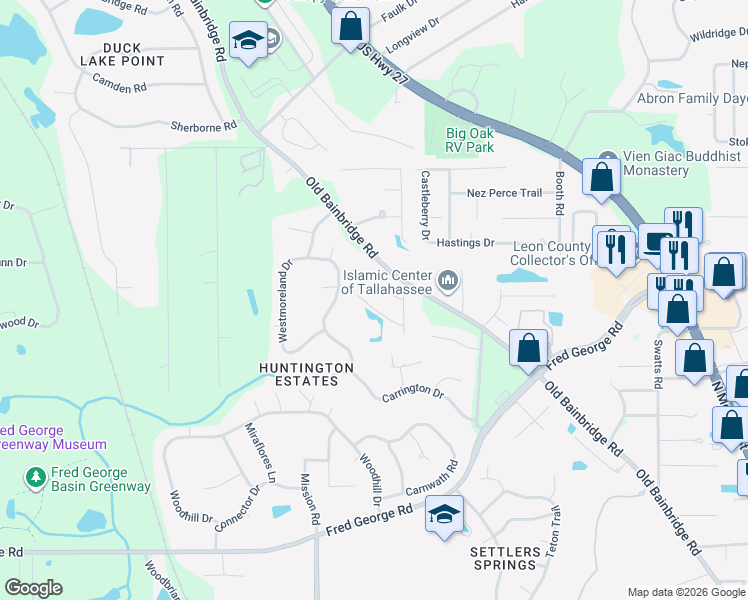 map of restaurants, bars, coffee shops, grocery stores, and more near in Tallahassee
