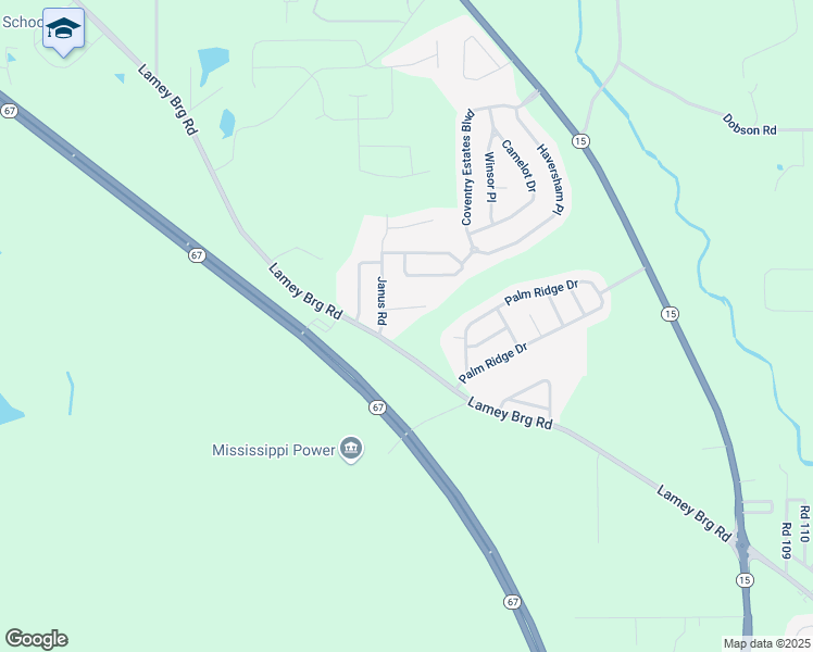 map of restaurants, bars, coffee shops, grocery stores, and more near 15549 Quail Creek Cove in Biloxi