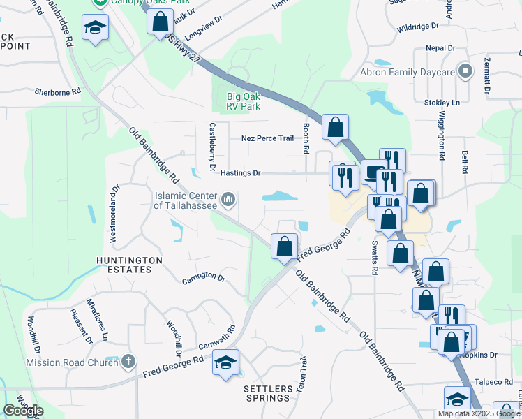map of restaurants, bars, coffee shops, grocery stores, and more near 3762 Laurel Trace Way in Tallahassee