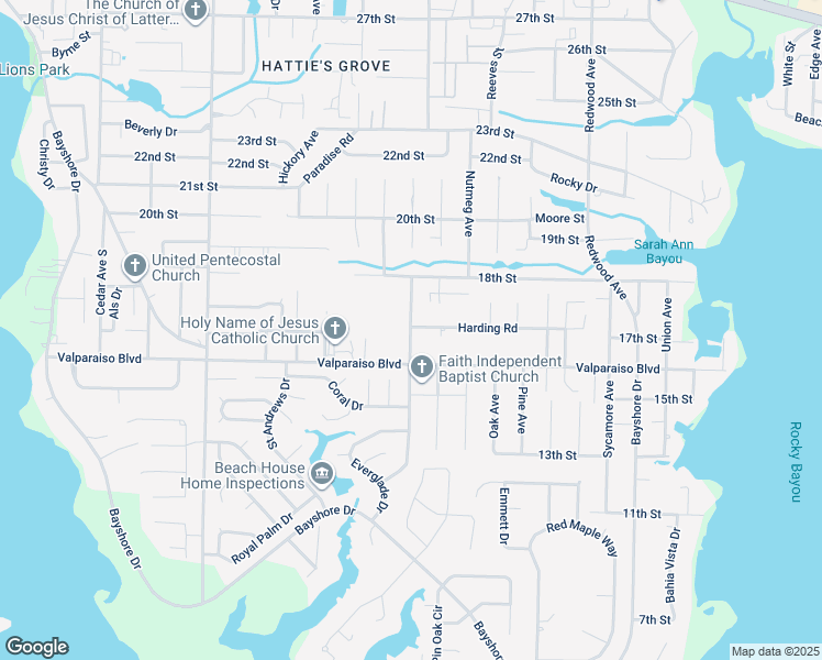 map of restaurants, bars, coffee shops, grocery stores, and more near 815 Linden Avenue in Niceville