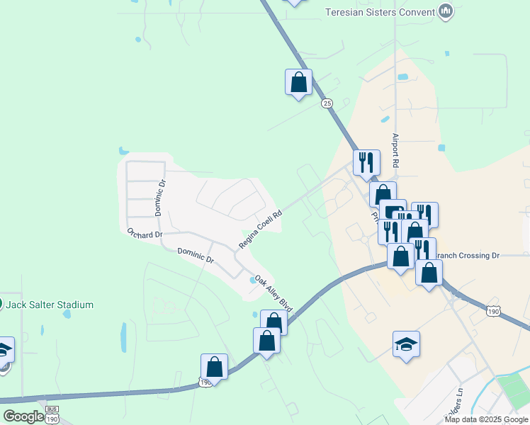 map of restaurants, bars, coffee shops, grocery stores, and more near 2204 Darlene Drive in Covington