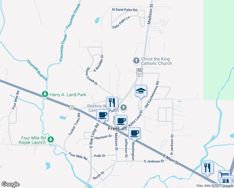 map of restaurants, bars, coffee shops, grocery stores, and more near 55 Palm Street in Freeport