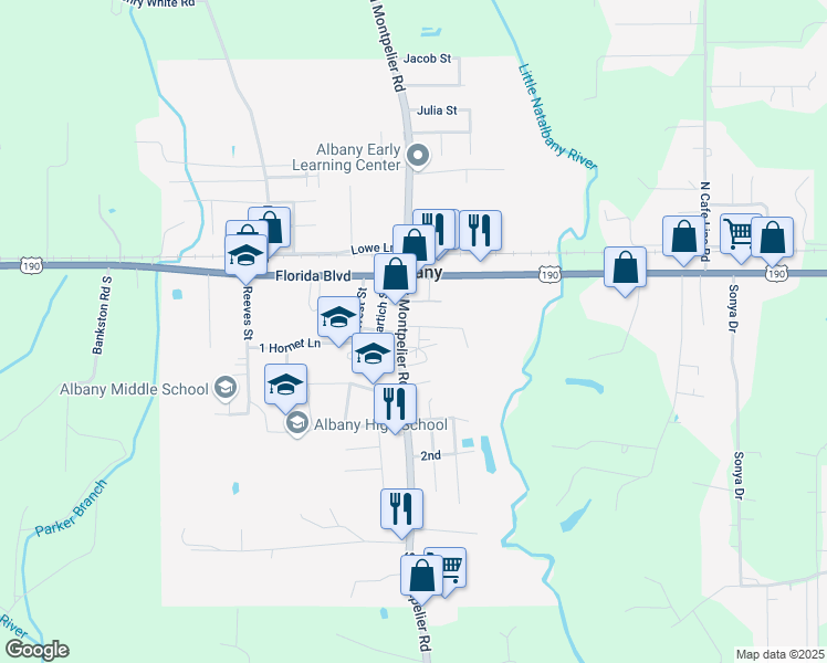 map of restaurants, bars, coffee shops, grocery stores, and more near 29872 South Montpelier Road in Albany