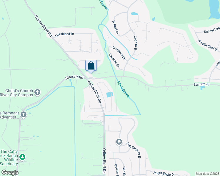 map of restaurants, bars, coffee shops, grocery stores, and more near 14598 Spring Light Circle in Jacksonville