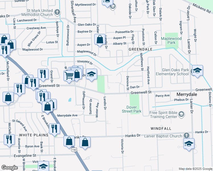 map of restaurants, bars, coffee shops, grocery stores, and more near 5665 Holiday Court in Baton Rouge